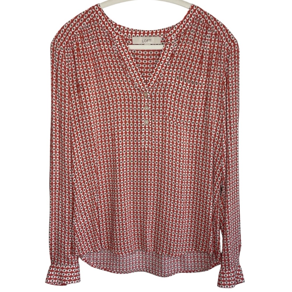 LOFT Red Patterned Women's Top